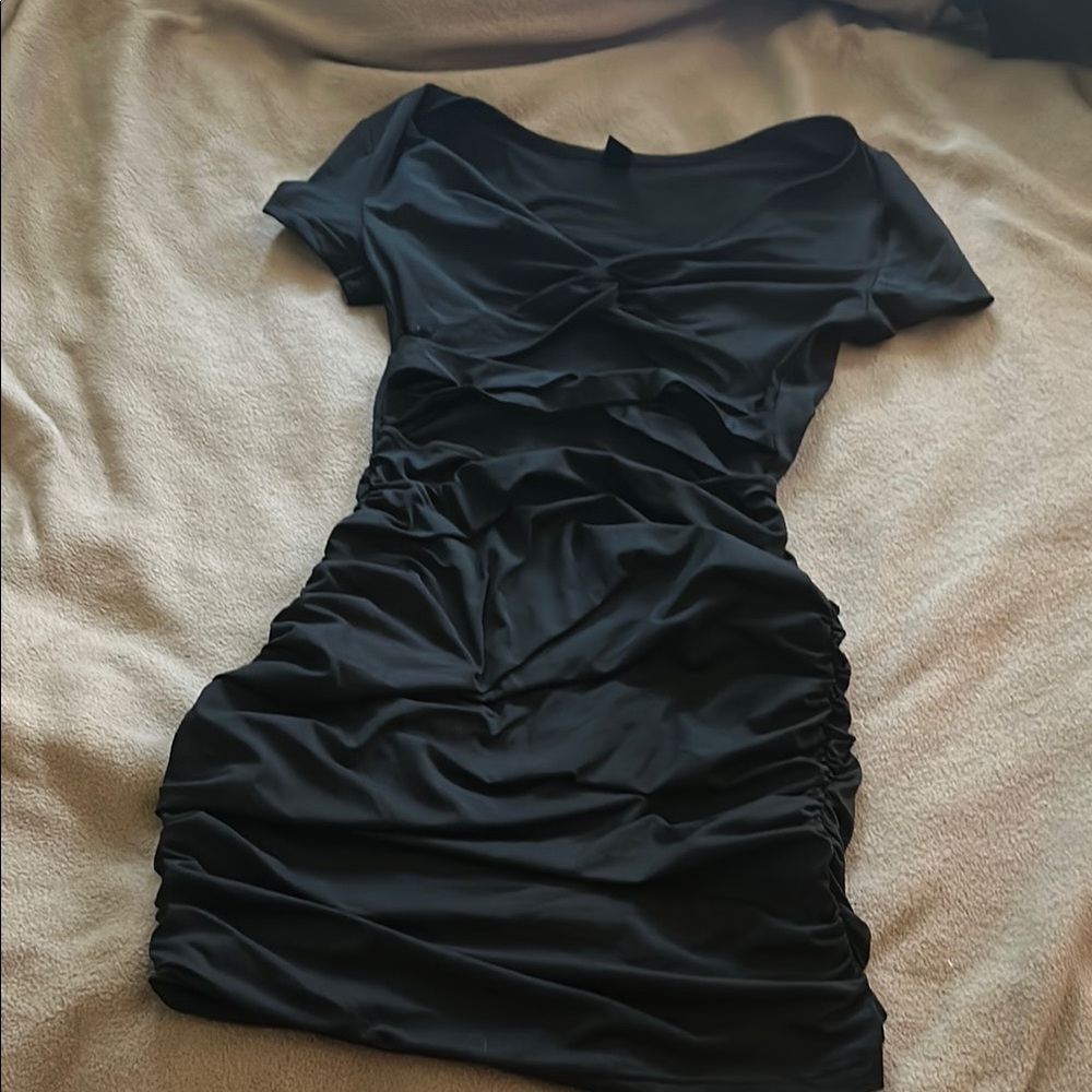 Elegant Black Ruched Dress